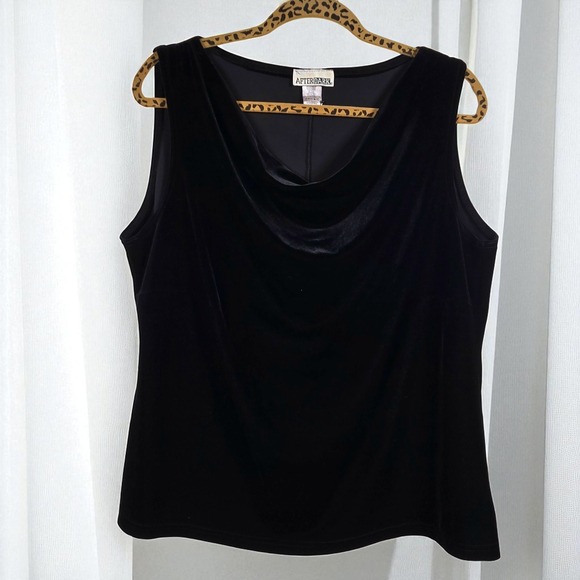 VTG After Dark Velvet Tank Top Cowl Neck Sleeveless Blouse Woman 18W Black‎ USA - Picture 1 of 7